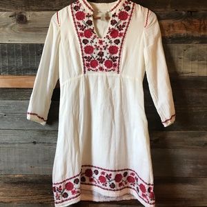 Lucky Brand White Embroidered Boho Dress